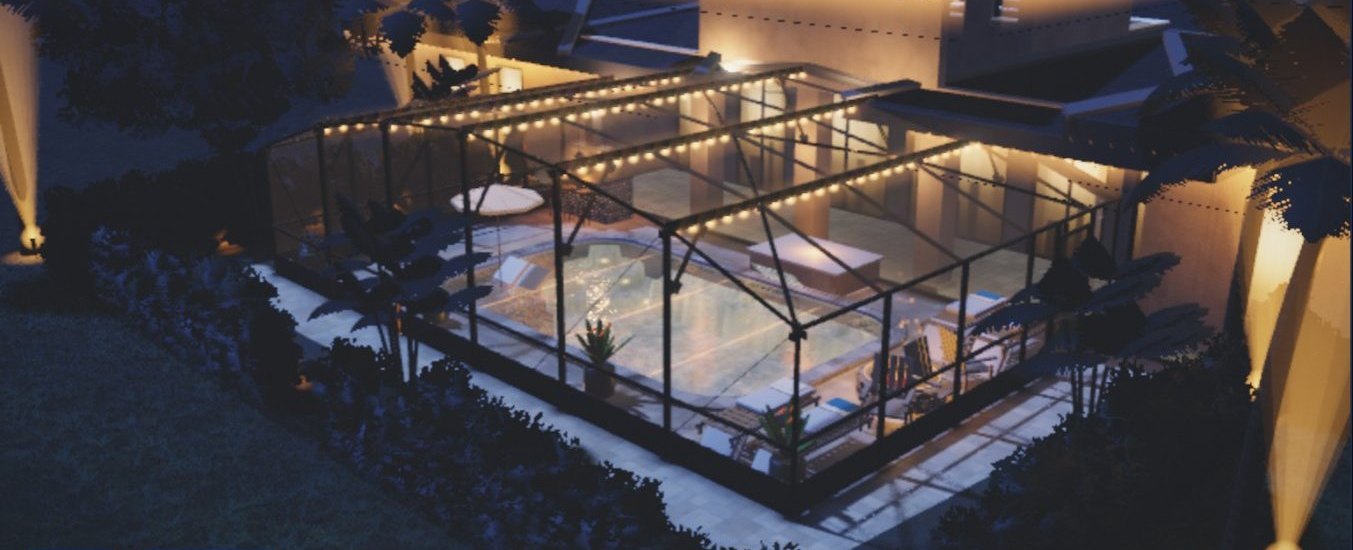 Enclosure render at night