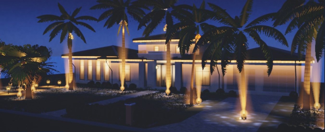 Front yard at night