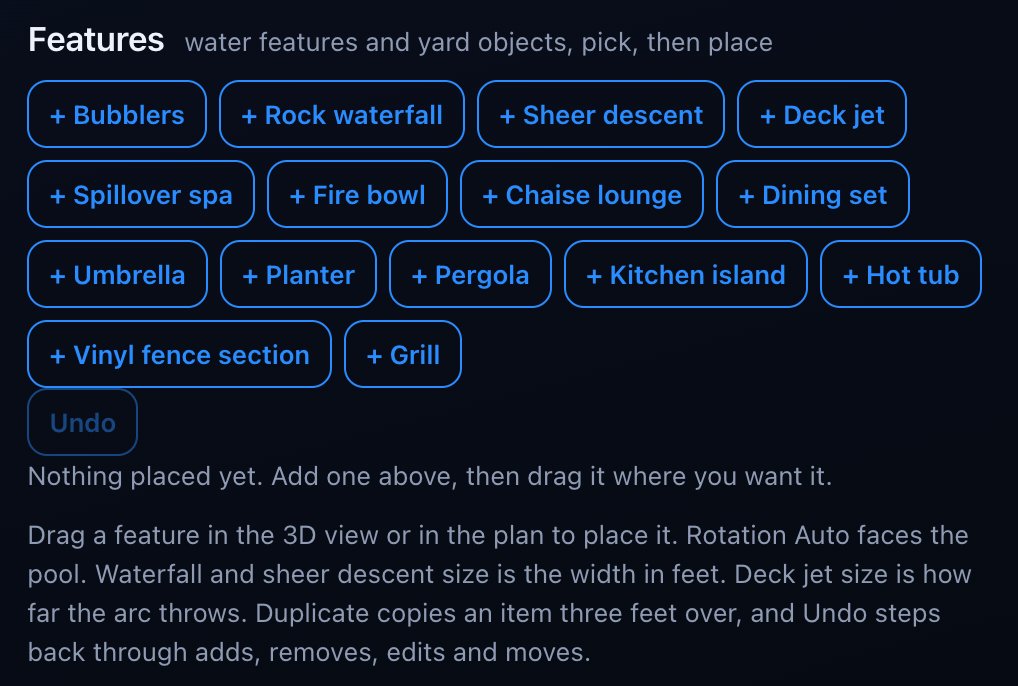 The features panel on a desktop